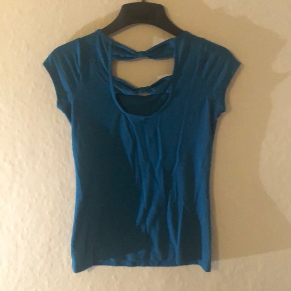 Teal Bow Tie Back Tee - Picture 7 of 11